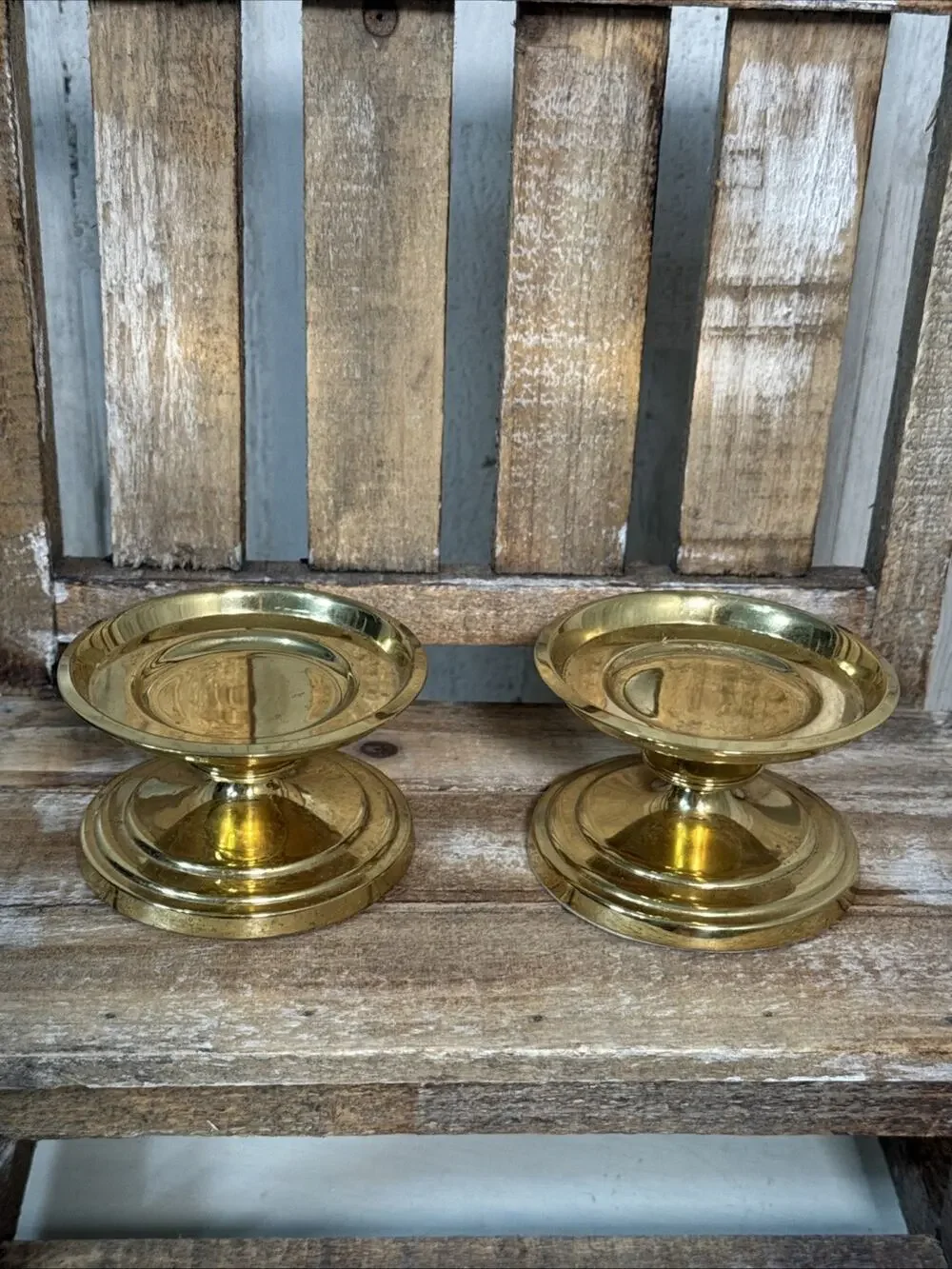 Vintage Partylite 2” Brass Pedestals Set Of 2